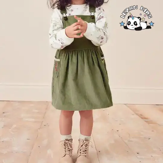 LEZONKIDS - Conjuntos de Roupas de Meninas Vendidos Diretamente Conjuntos de Saia Estampada com Flores de Manga Longa para Idades 14 Estilo Boutique Casual